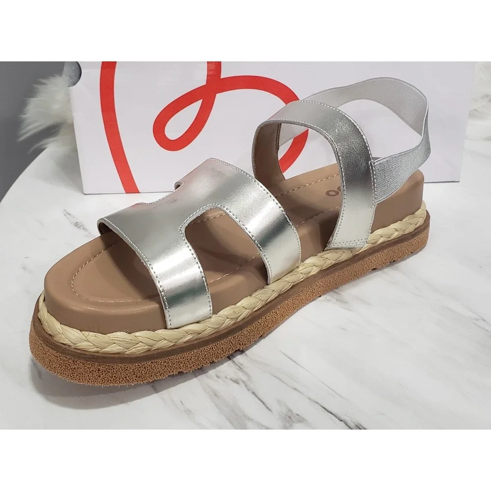 NEW Blondo Frankee Platform Sandals, Silver Platinum Metallic Size 10 Espadrille